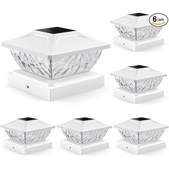 Solar Post Cap Lights 6 Pack, 2 Mode Bright Solar Post Lights Waterproof Fence - Picture 7 of 7